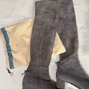 Tory Burch Charcoal Suede Over-the-Knee Boots